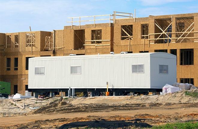 construction workers meeting at office trailers on rent in Calabasas, CA